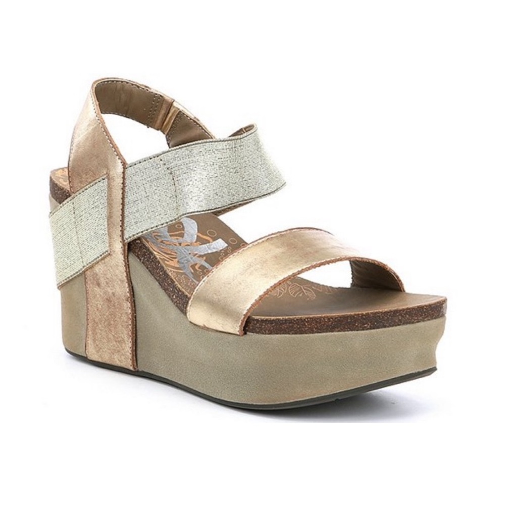 OTBT Metallic Gold and Silver Wedge Sandals
